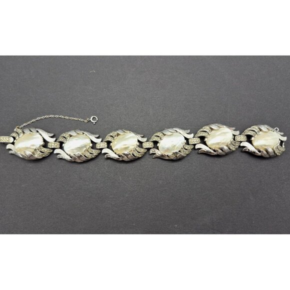 Rare 50's Crown Trifari Fantasia Series Bracelet MOP Silver Tone Alfred Philippe - Picture 10 of 12